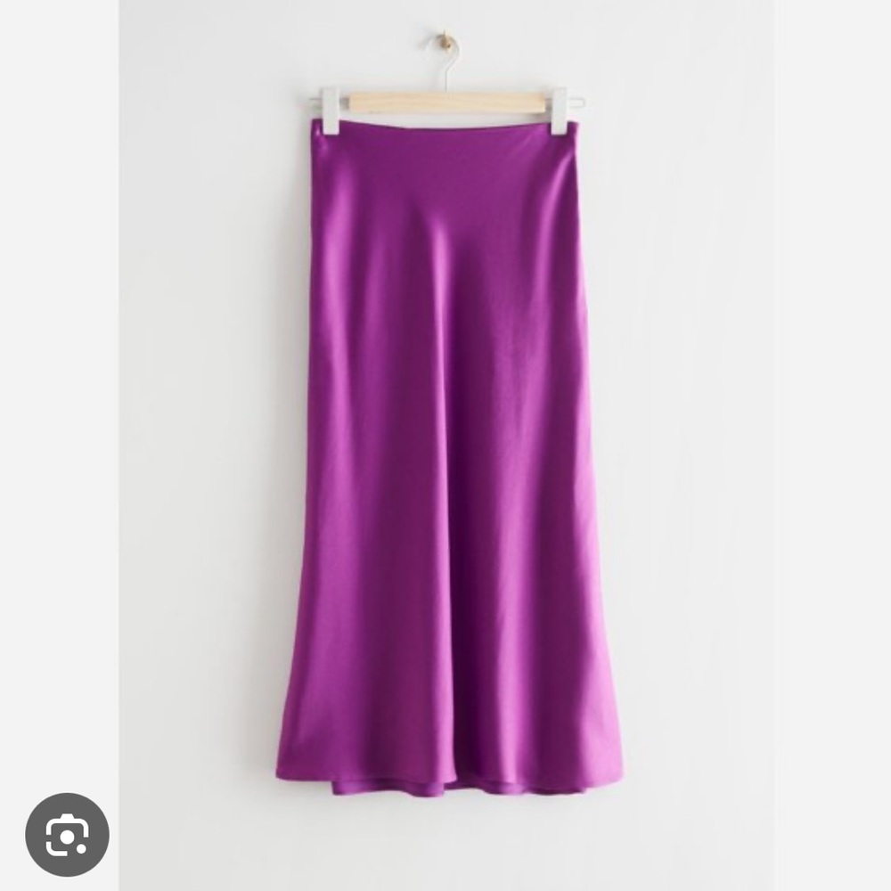 & Other Stories Satin-y Magenta Slip Skirt